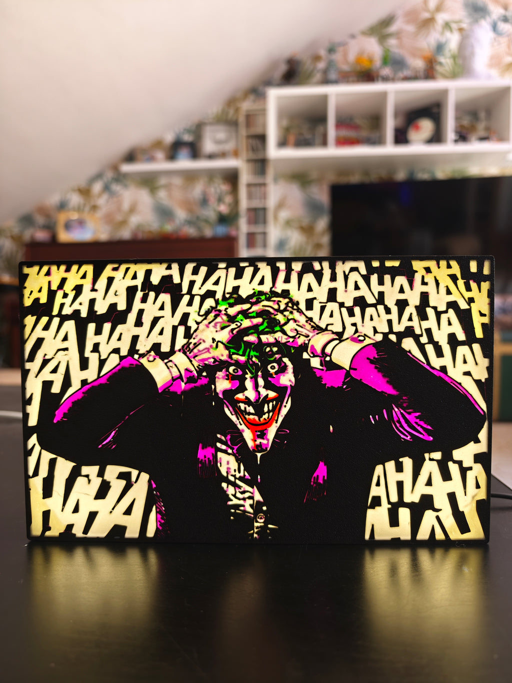 Lightbox del Joker The Killing Joke stampata in 3D e retroilluminata a LED