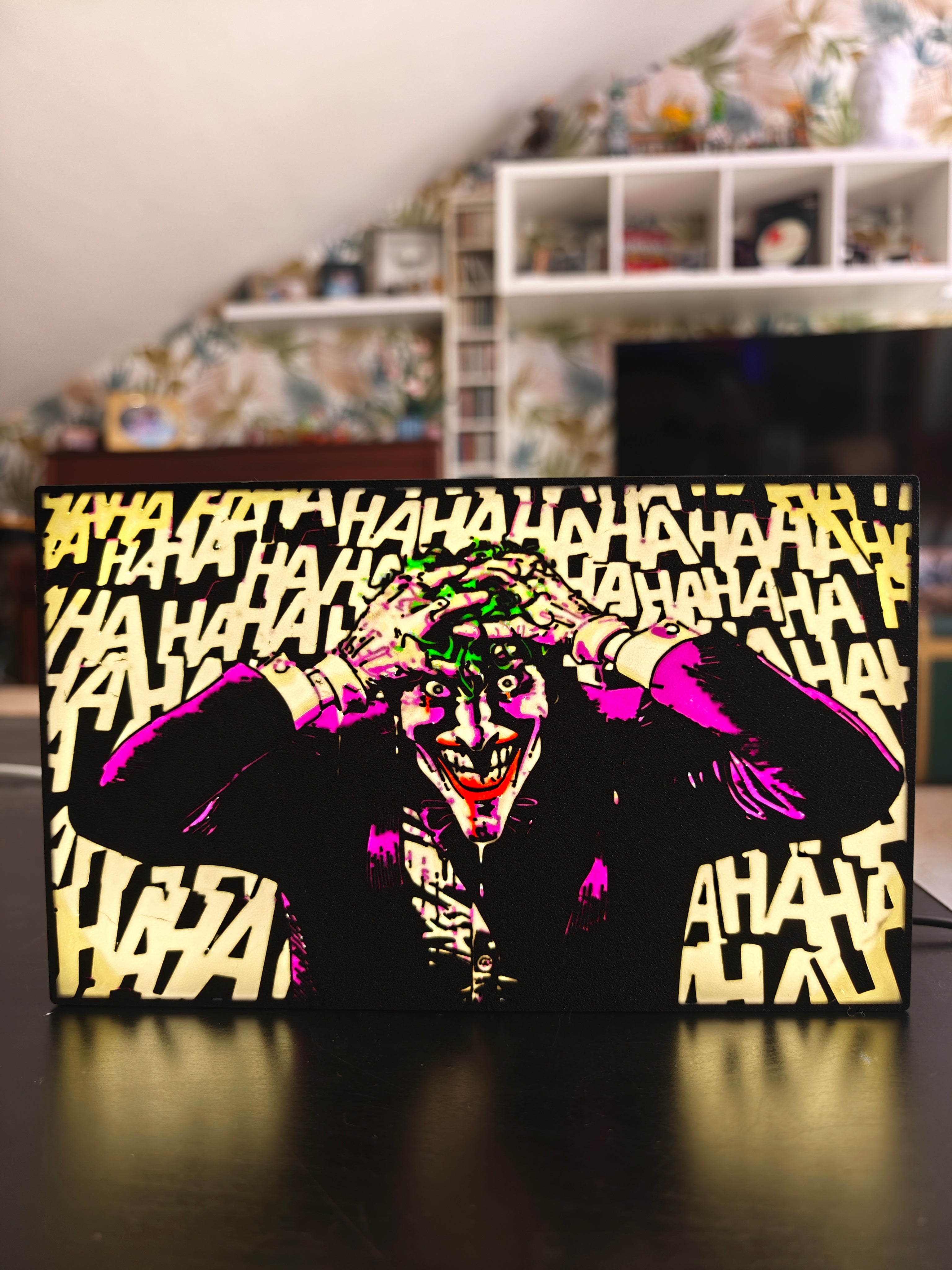 Lightbox del Joker The Killing Joke stampata in 3D e retroilluminata a LED
