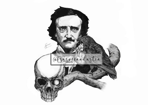 Illustrazione di Edgar Allan Poe con richiami a Il Corvo