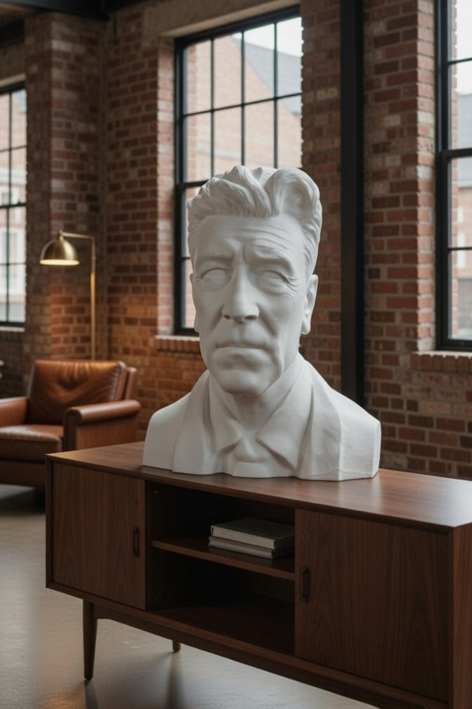 Busto di David Lynch stampato in 3D e rifinito a mano